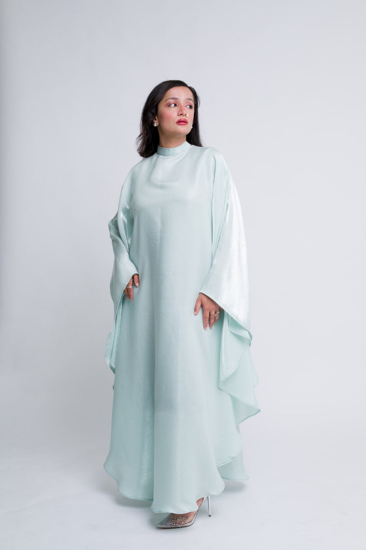 Kaftan dress with elegant rhinestone neckline