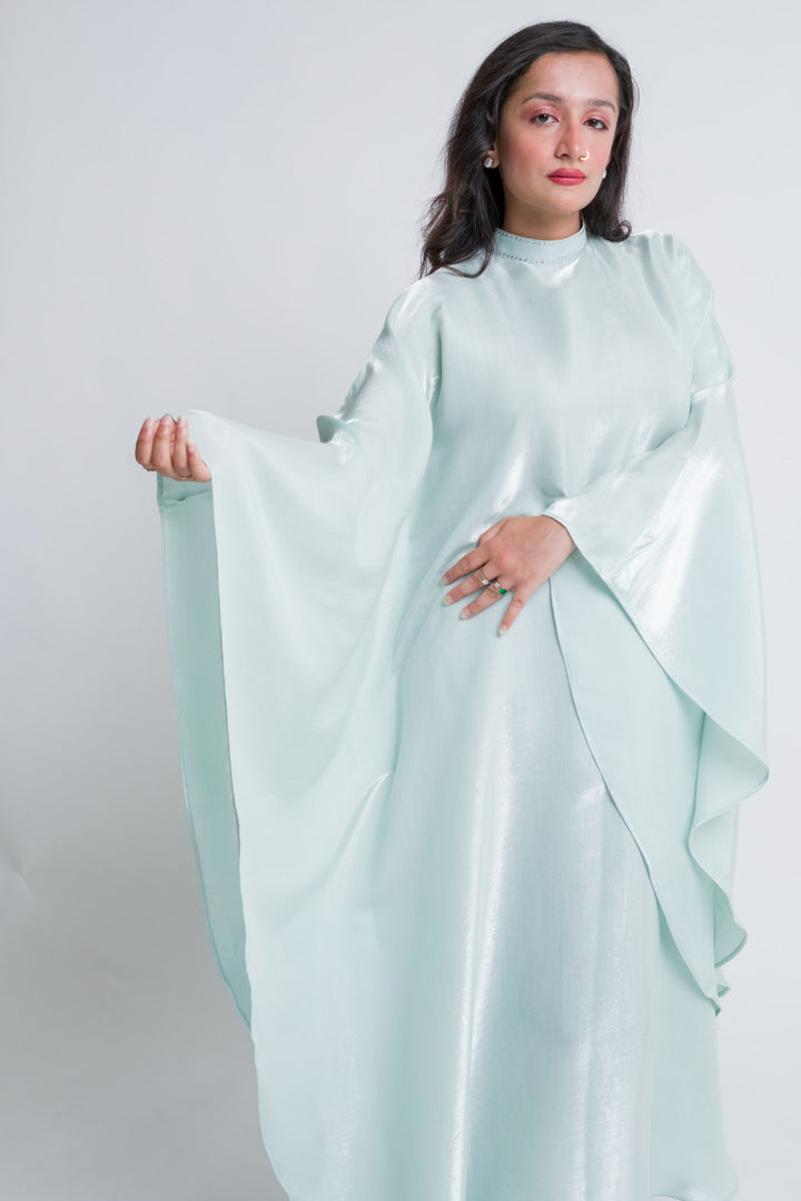 Lightweight rayon blend kaftan in icy pistachio