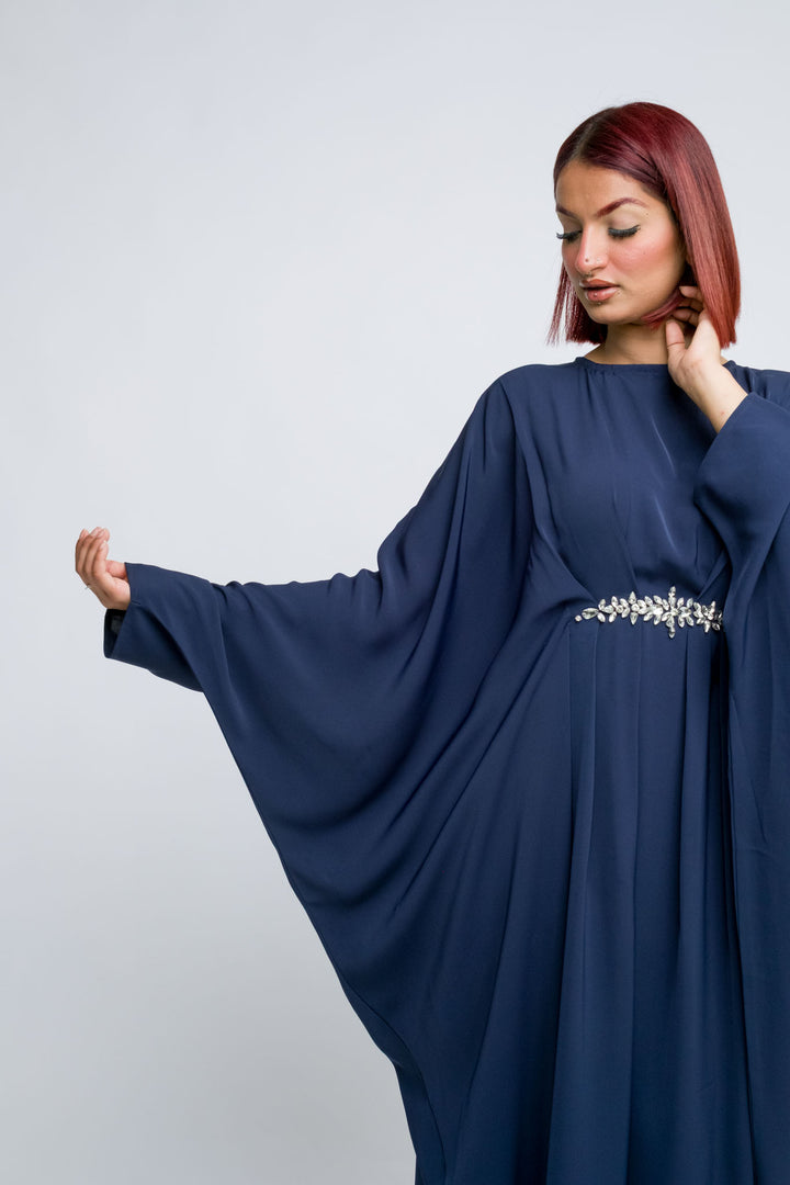 Navy nidha fabric abaya perfect for weddings and events