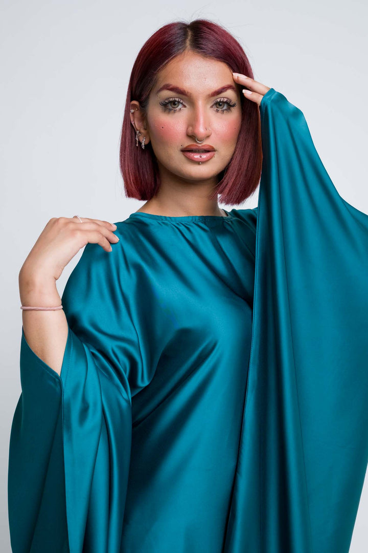 Luxury abaya in premium emerald satin fabric