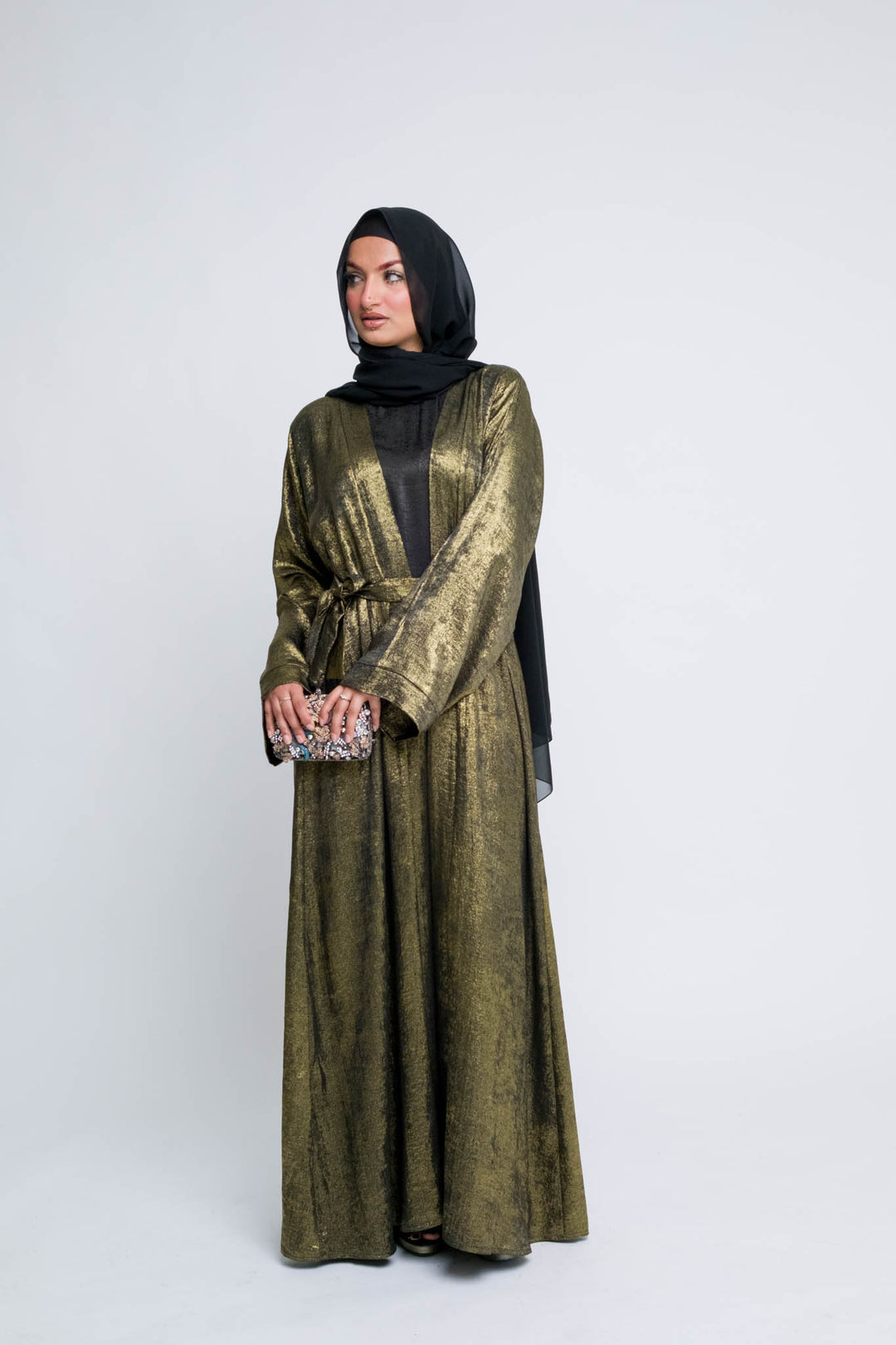 Metallic  gold abaya perfect for weddings or Eid