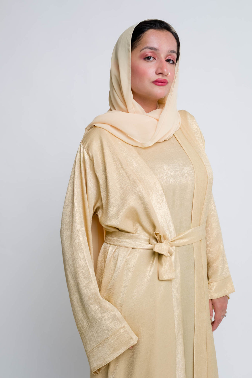 Formal abaya set in champagne for Eid and events