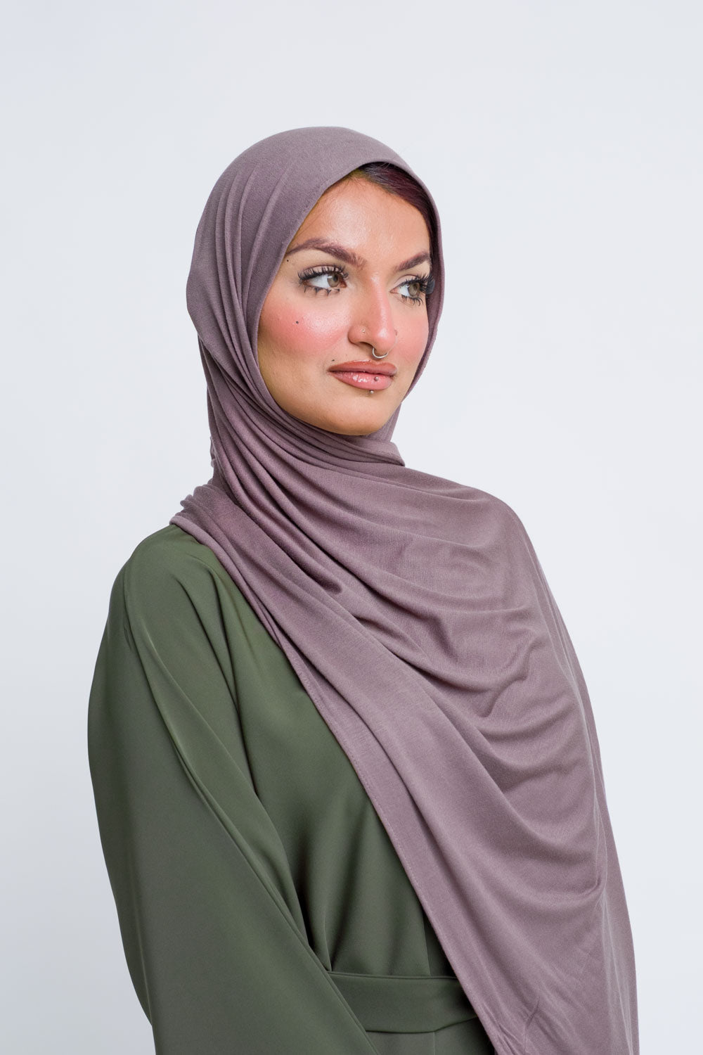 Rich Plum hijab made from breathable, opaque jersey fabric.